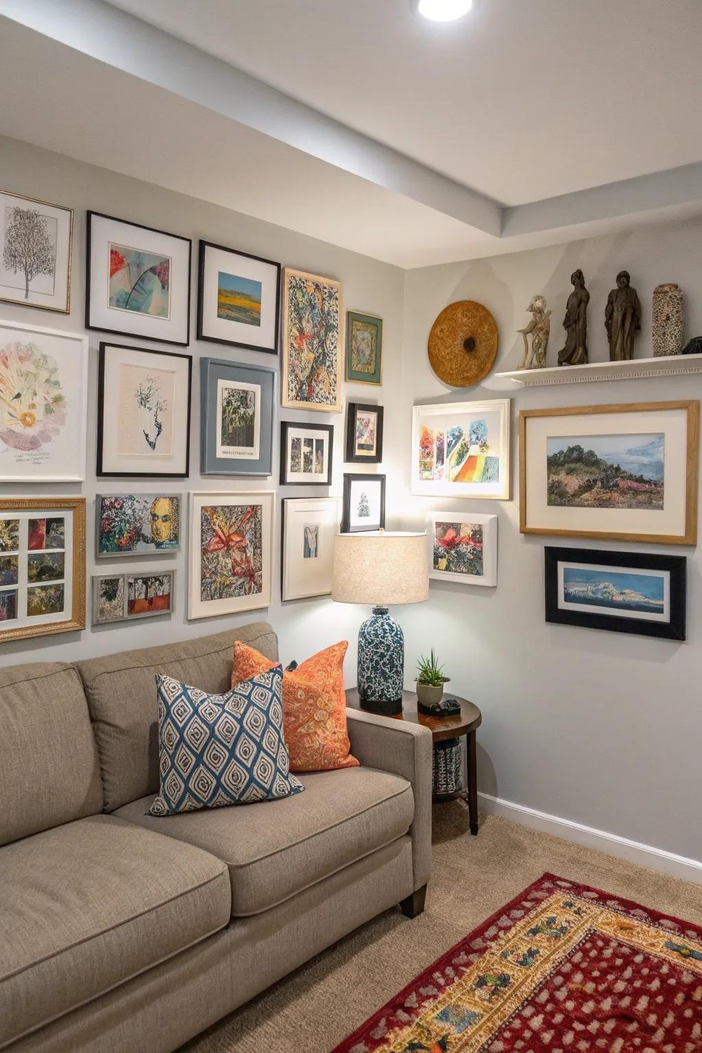 Private art installations fill the area with character and style.