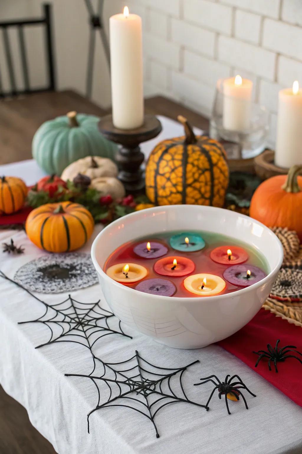 Suspended lights conjure an ethereal and dramatic impact.