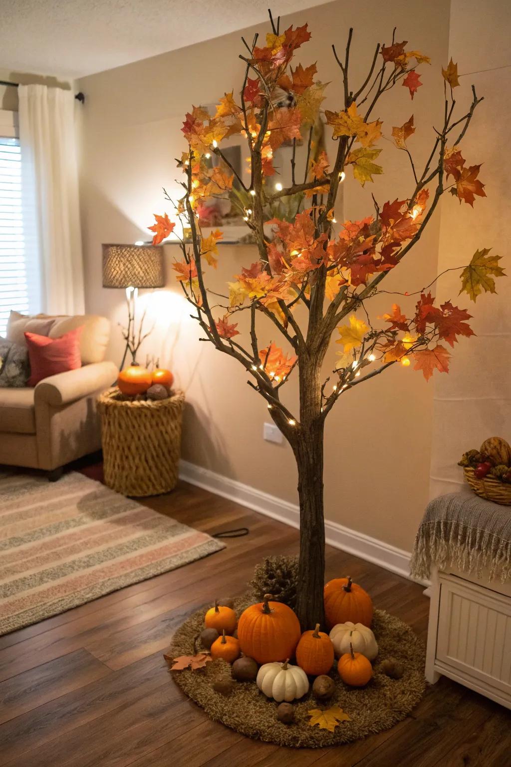 A Halloween tree that captures the essence of autumn.