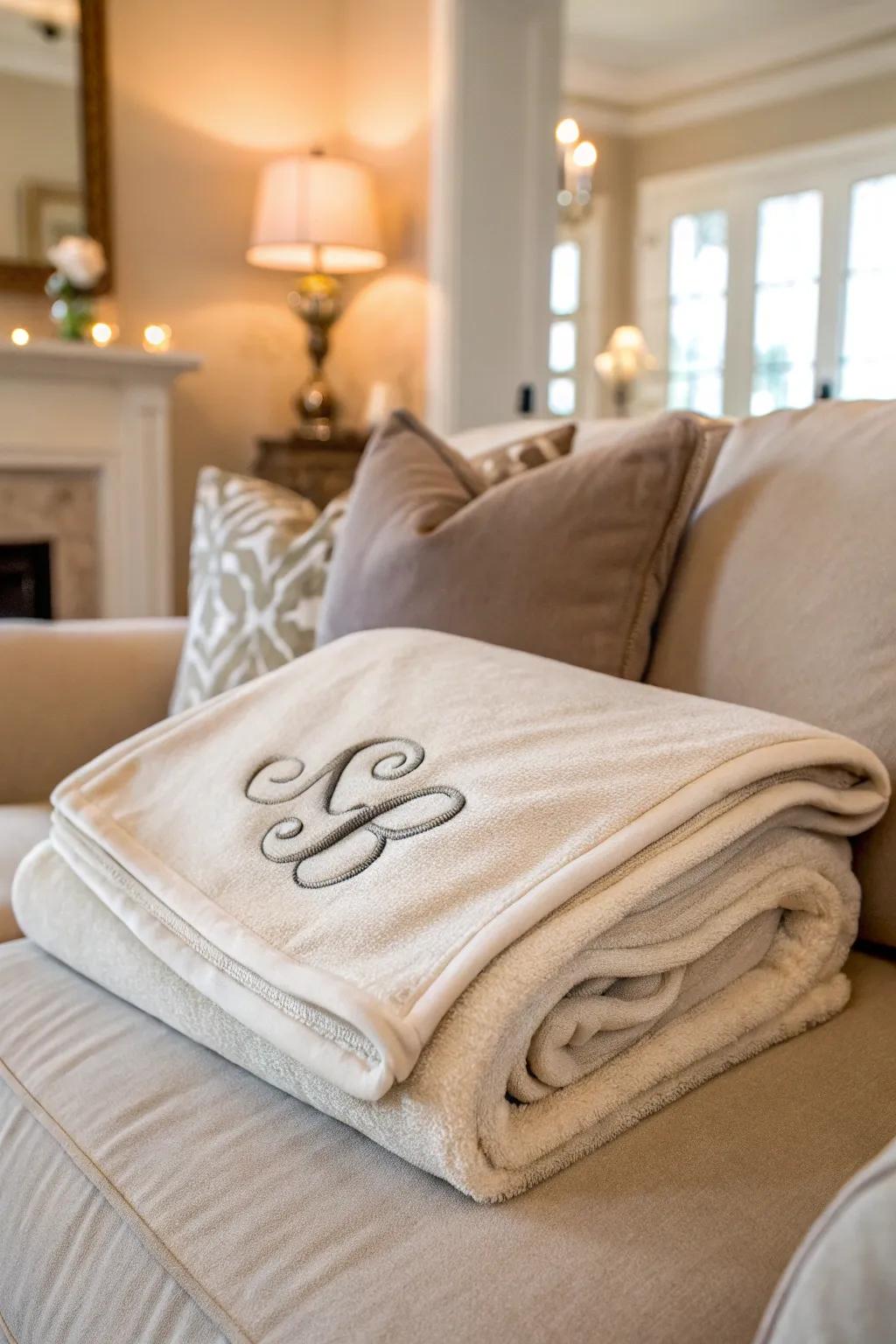 A personalized fleece blanket for cozy nights.