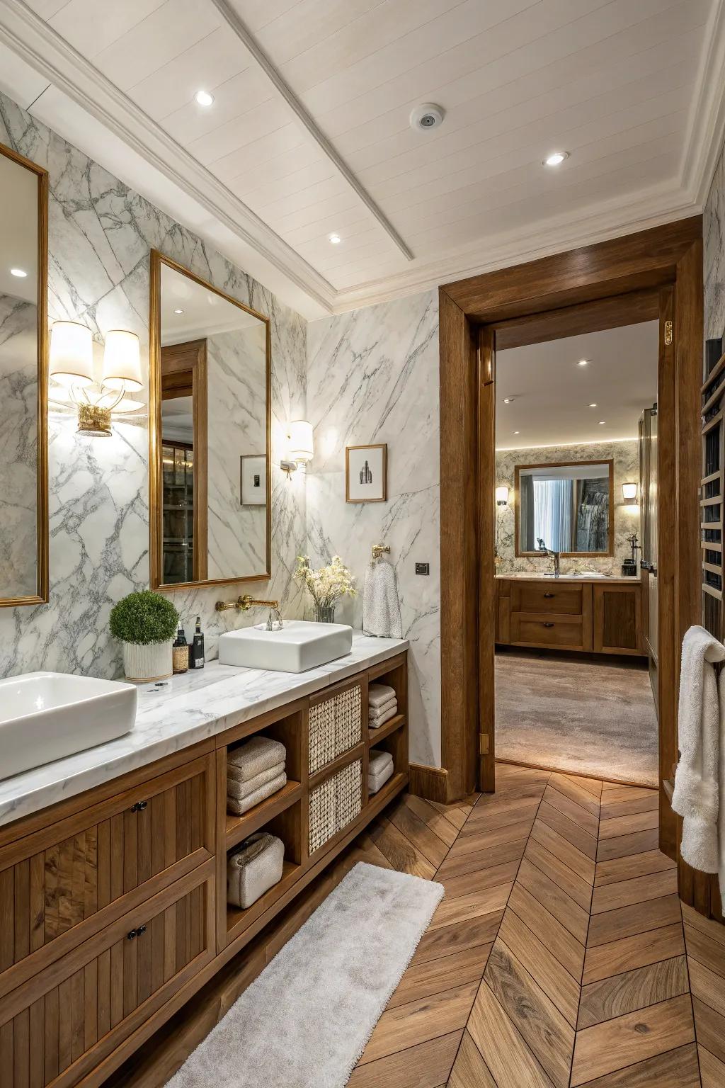 Materials and textures create a stylish feel.