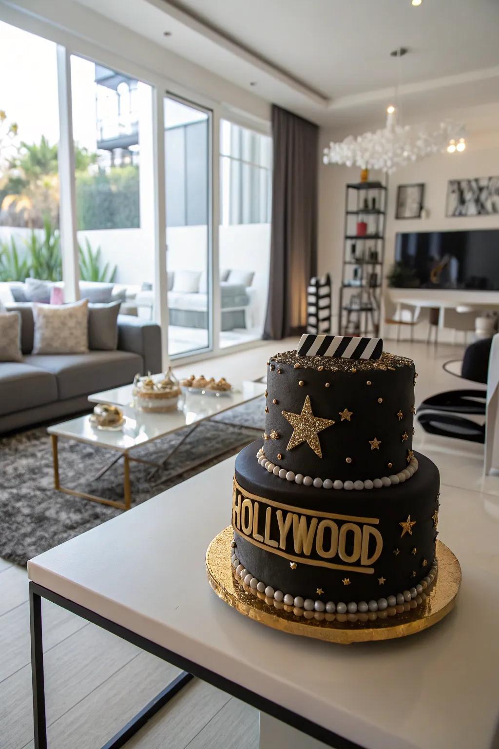 Classic black and gold shades lend an air of sophistication to this cake.
