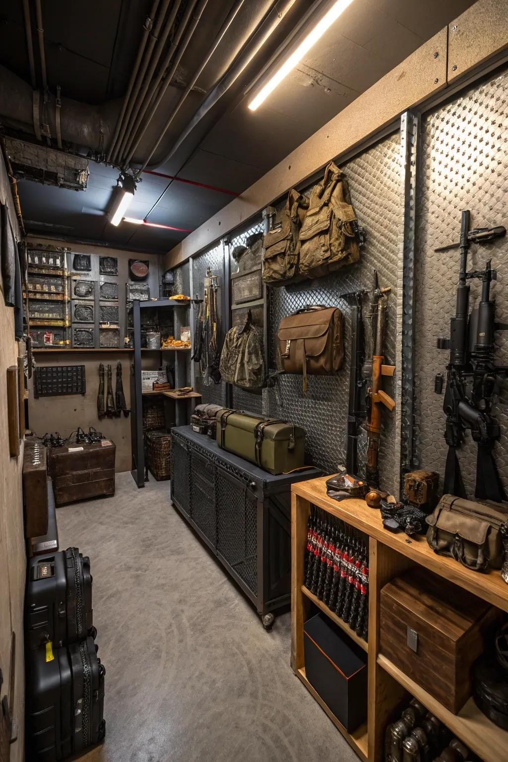 Industrial decor injects a rugged charm into your armory.