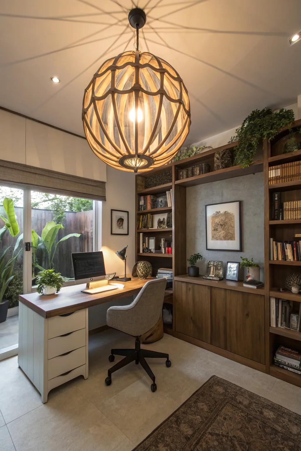 Artistic lights add artistic flair and intrigue to your workspace.
