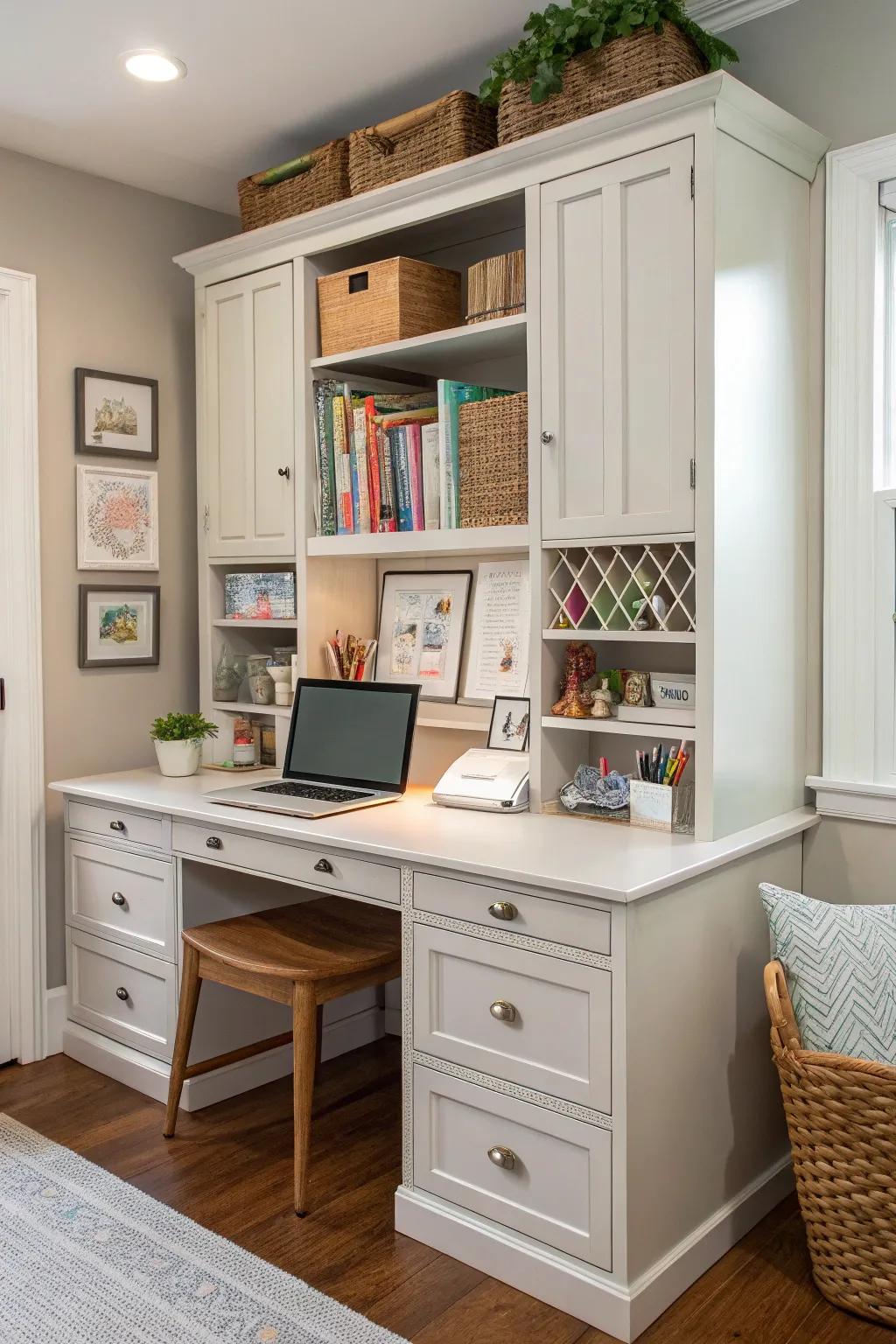 Multi-functional furniture optimizes space utilization and enhances practical functionality.