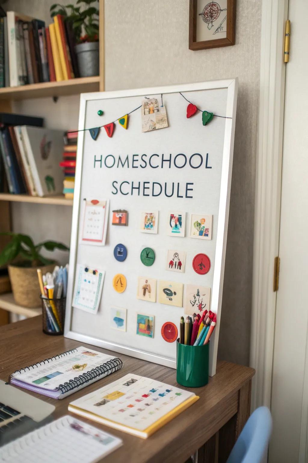 Magnetic boards help keep daily schedules and important notes visible and organized.