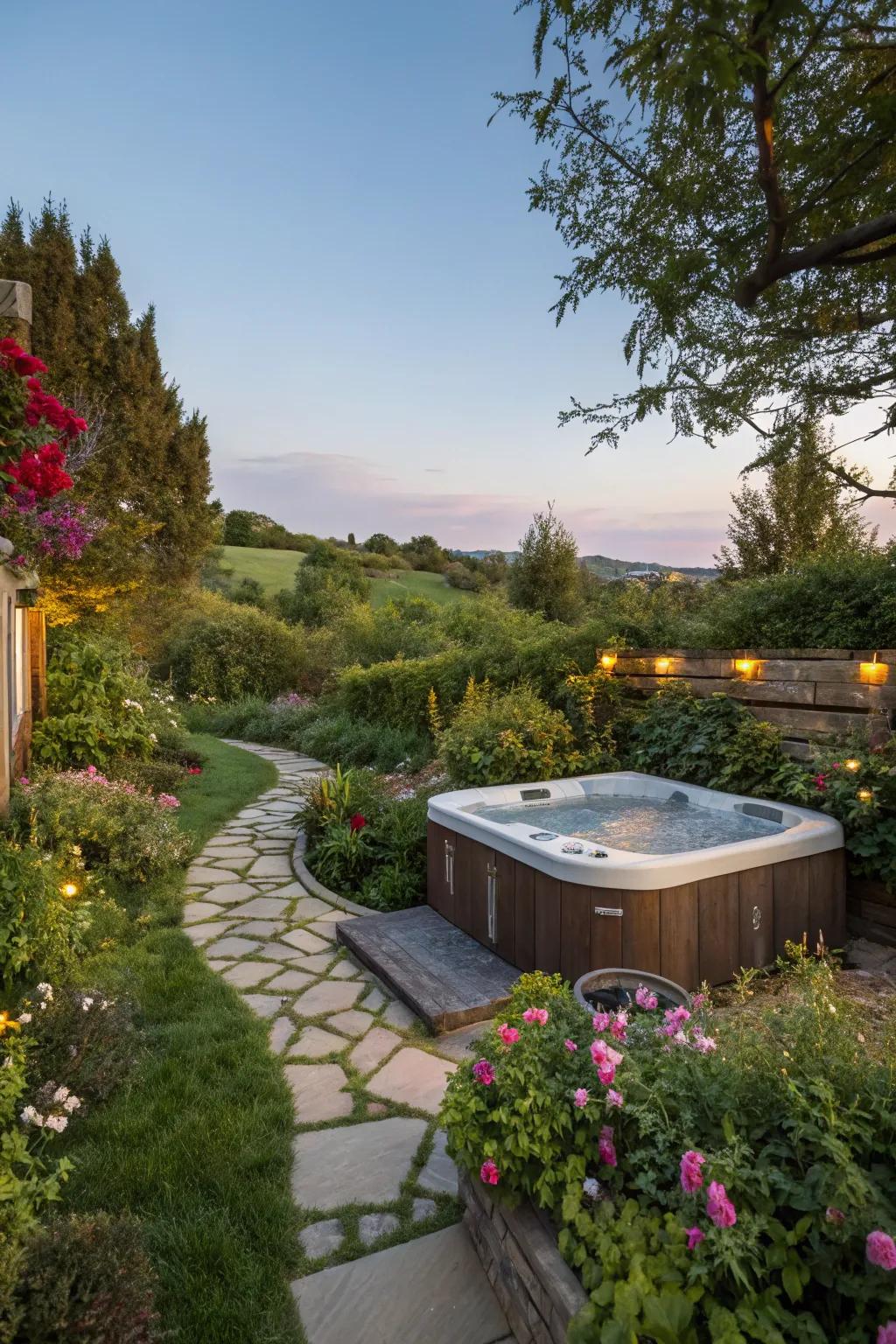 Surround your hot tub with the natural beauty of your garden.