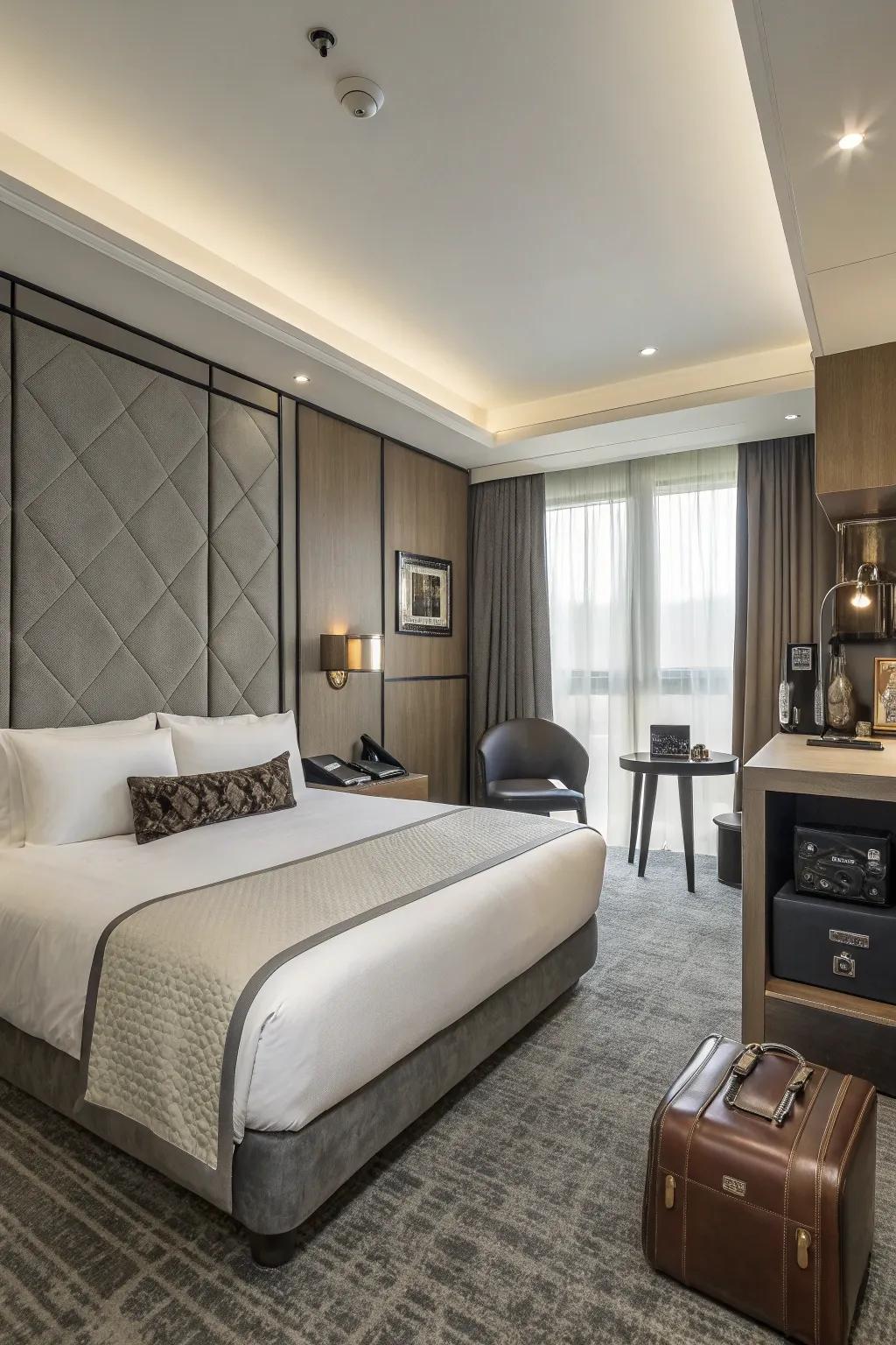 Modern touches keep hotel rooms feeling modern and elegant.