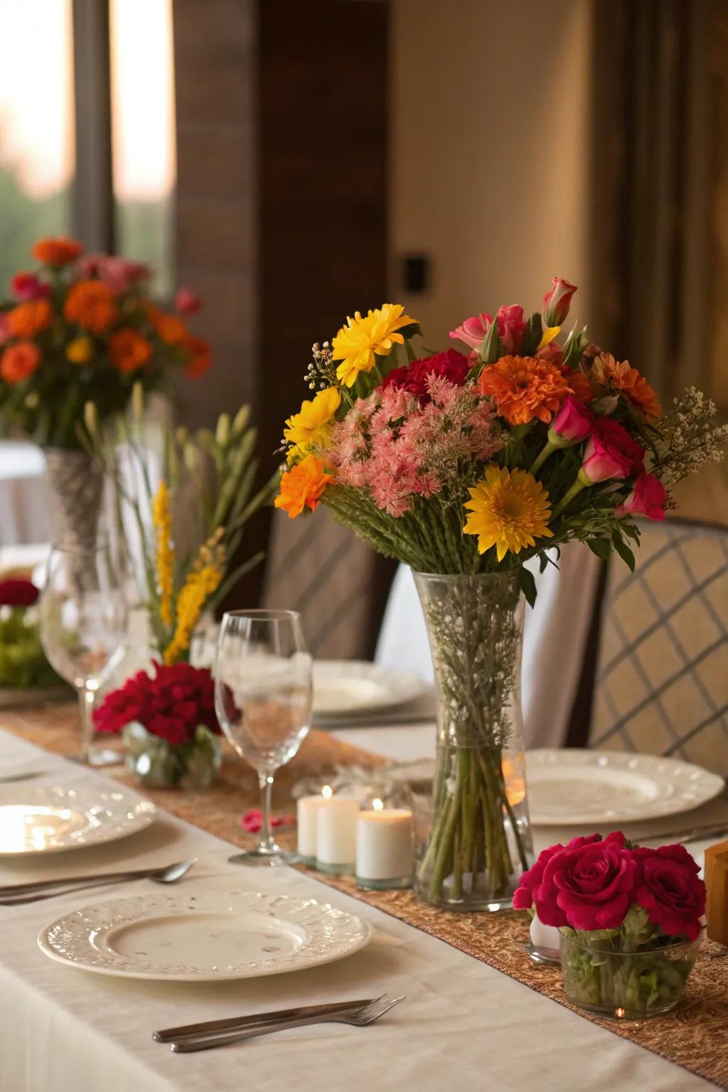 Floral centerpieces bring life and color to your party.