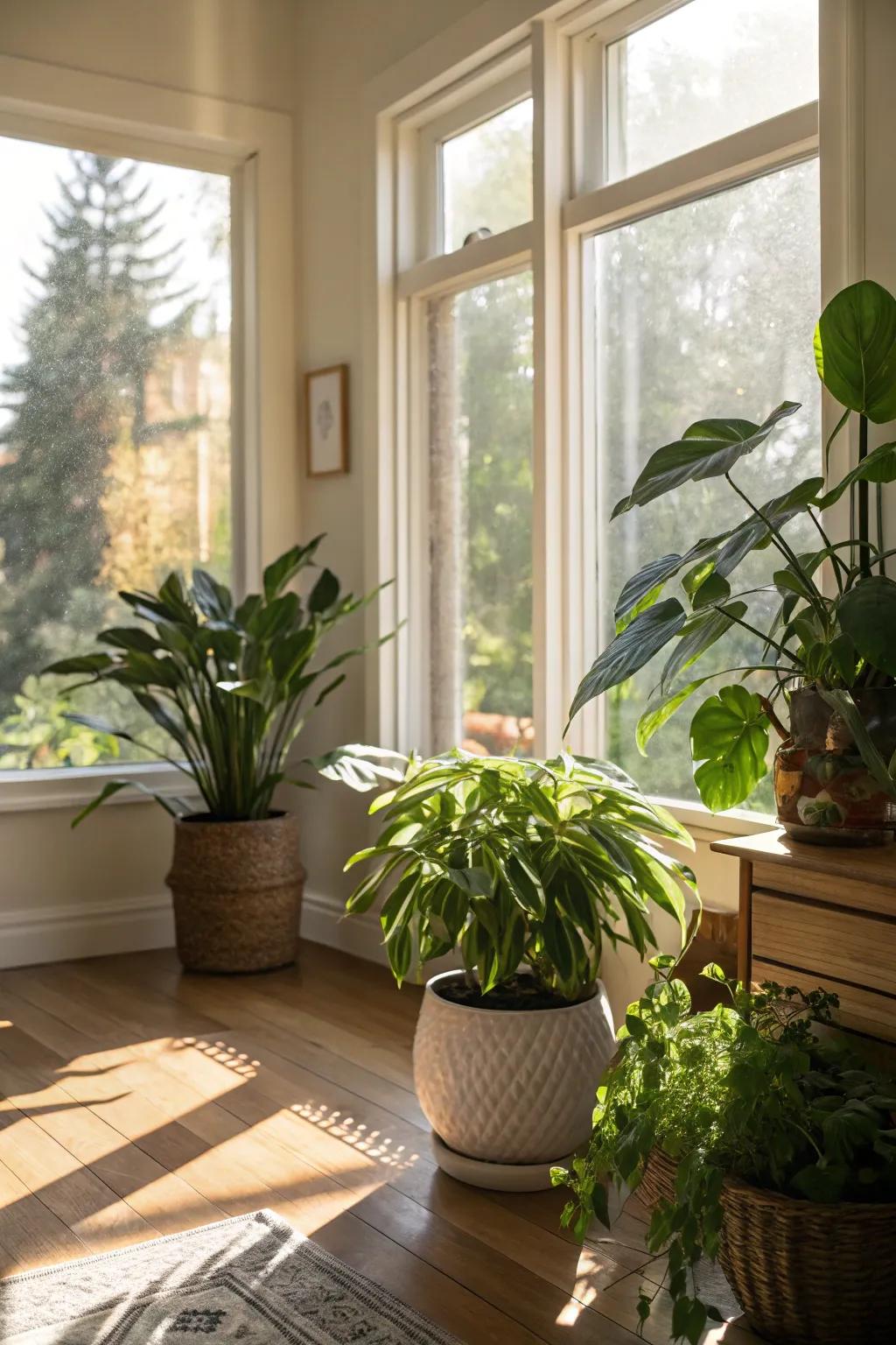 Natural light sustains vibrant and flourishing sun-loving plants.