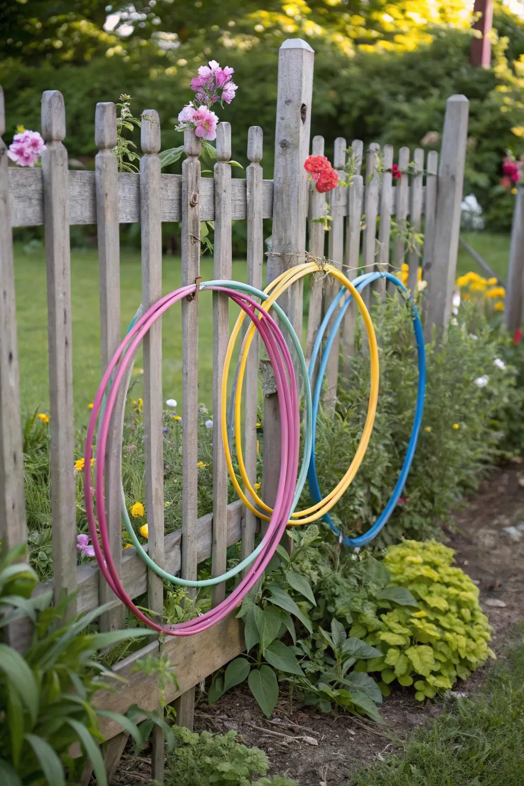 Creative circles shown nicely on a garden fence, making the outside look better.