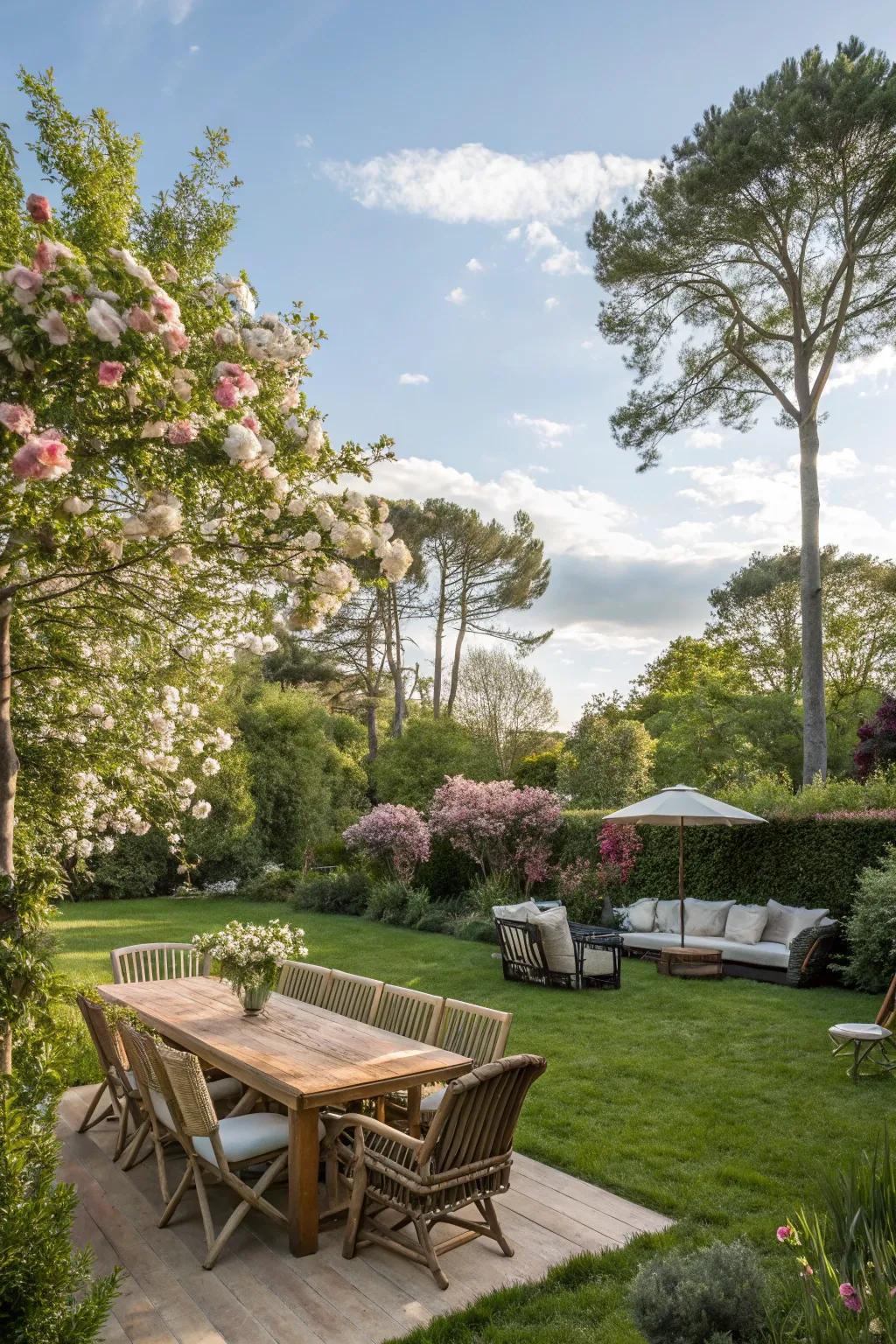 Multi-use spaces maximize the use of your garden.