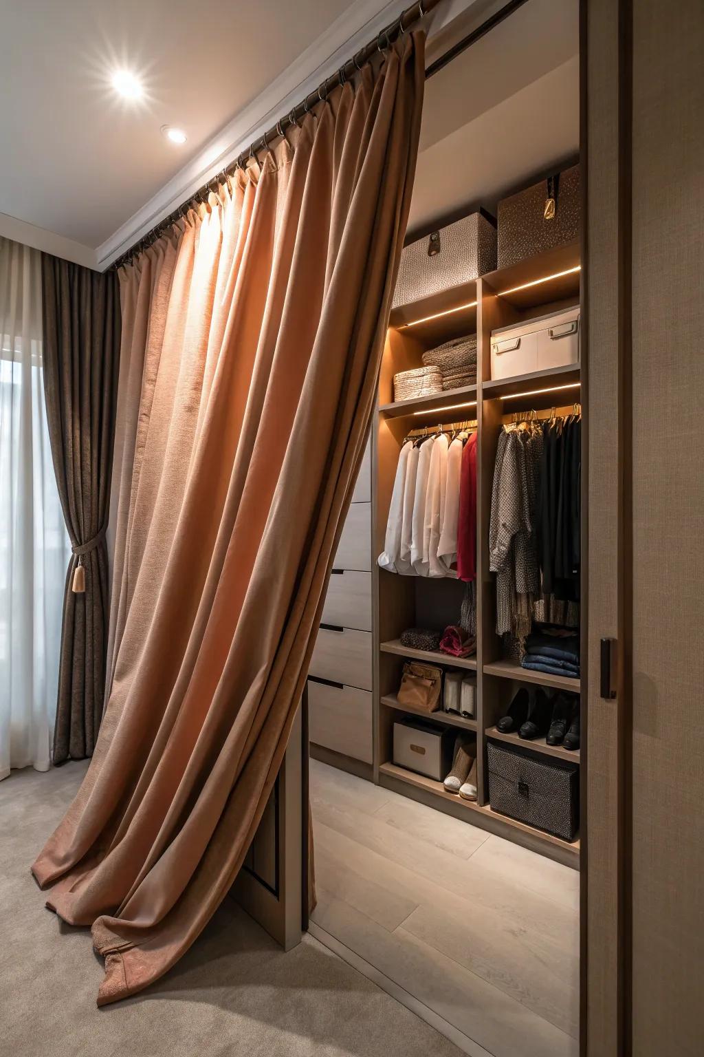 Add privacy and style with a nice curtain in your closet.