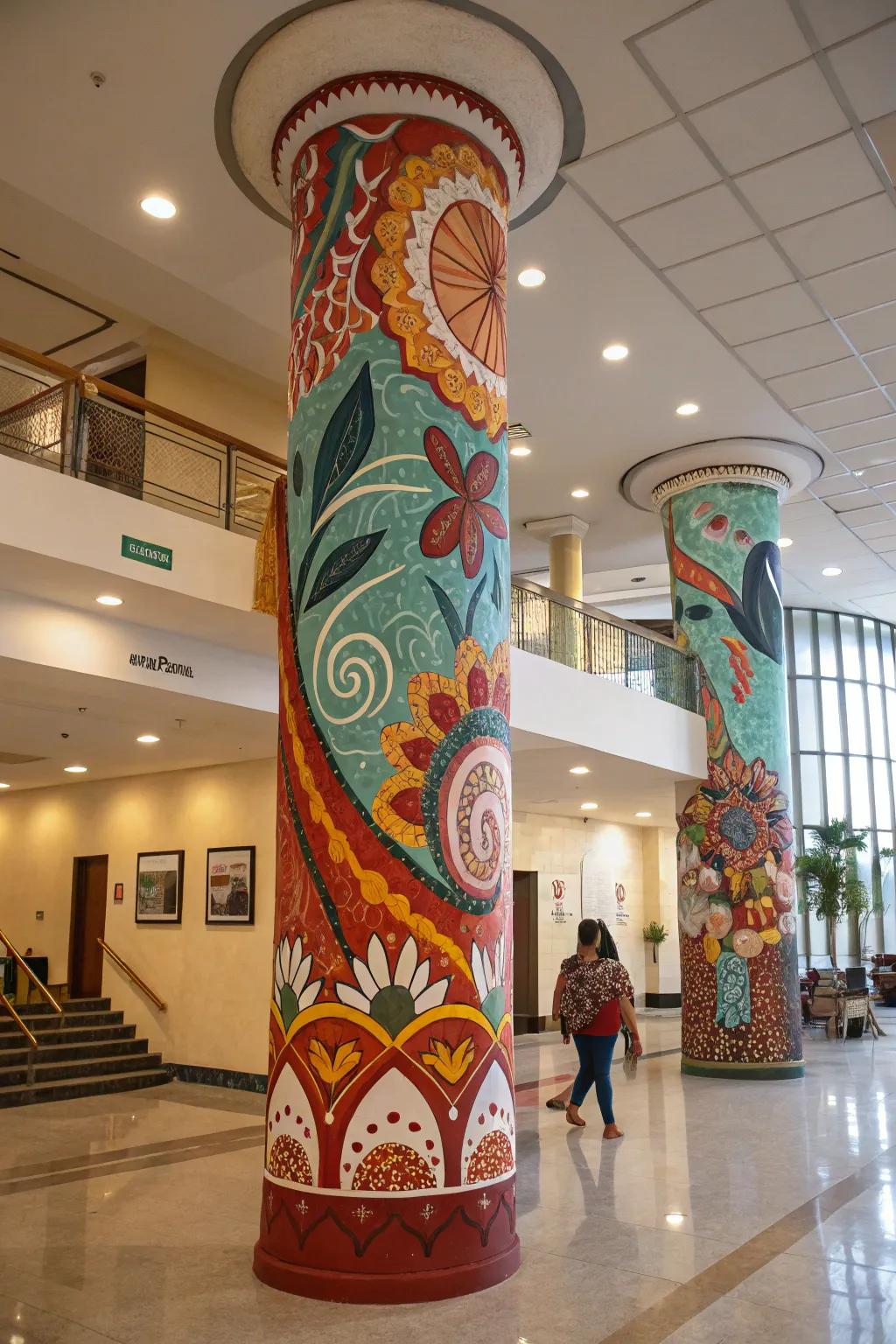 Columns serve as mediums for one-of-a-kind art.