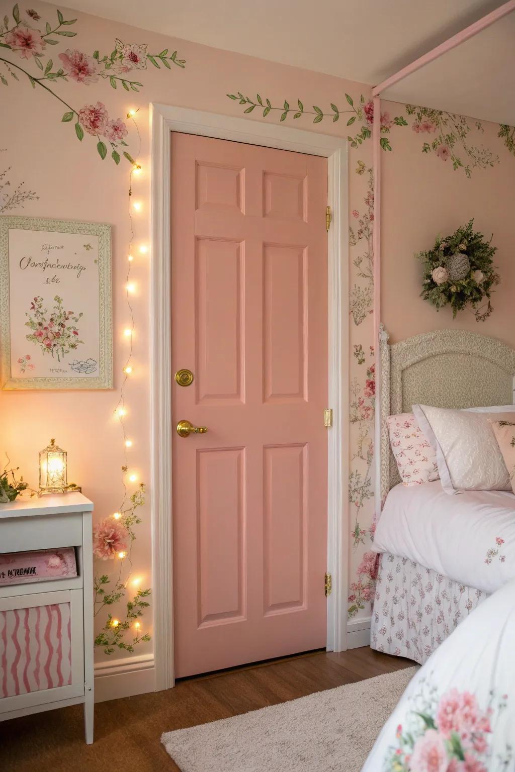 Rose bloom doors adding a dreamy touch.