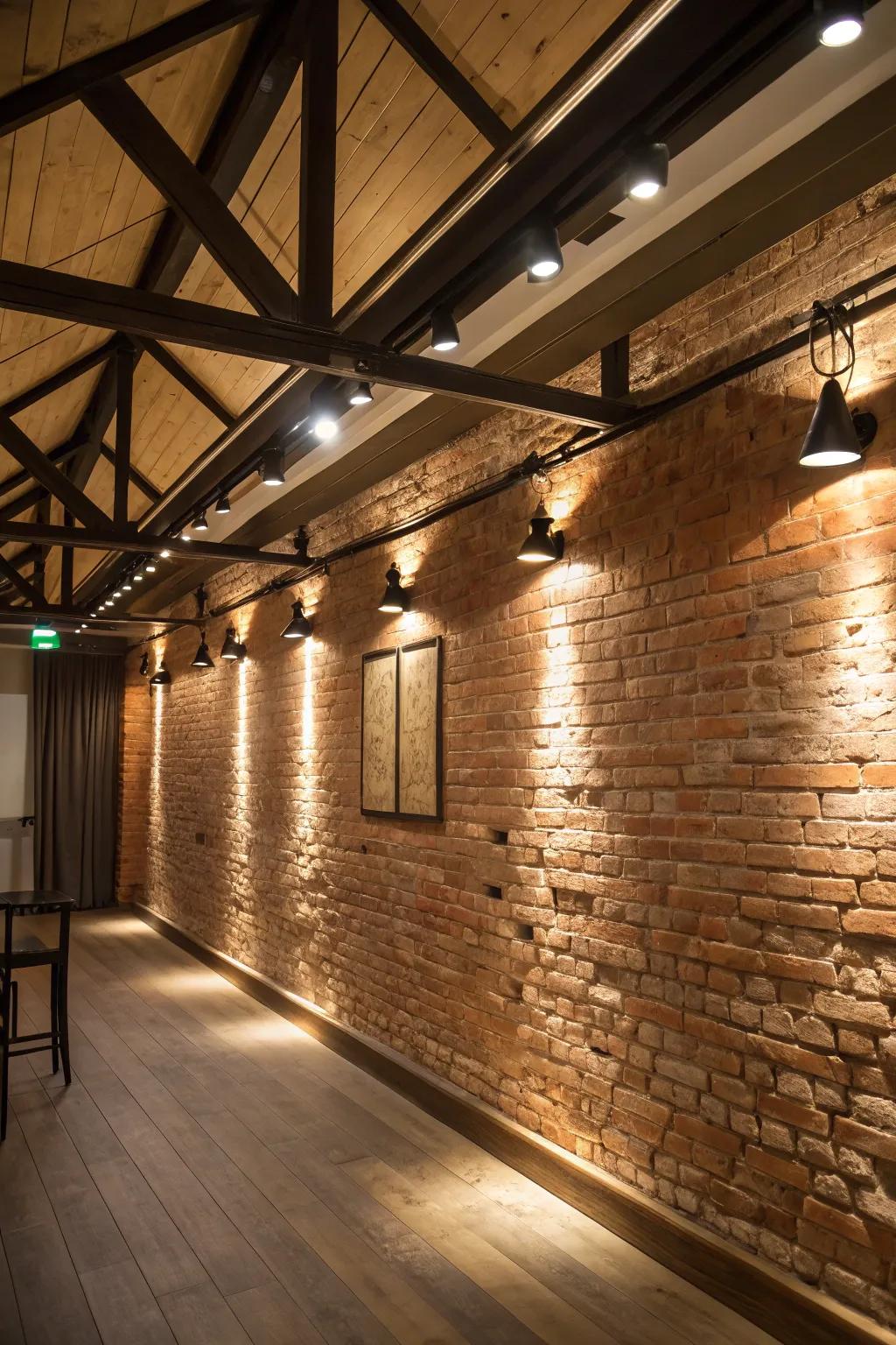 Illumination employed to accentuate structural attributes within a room.