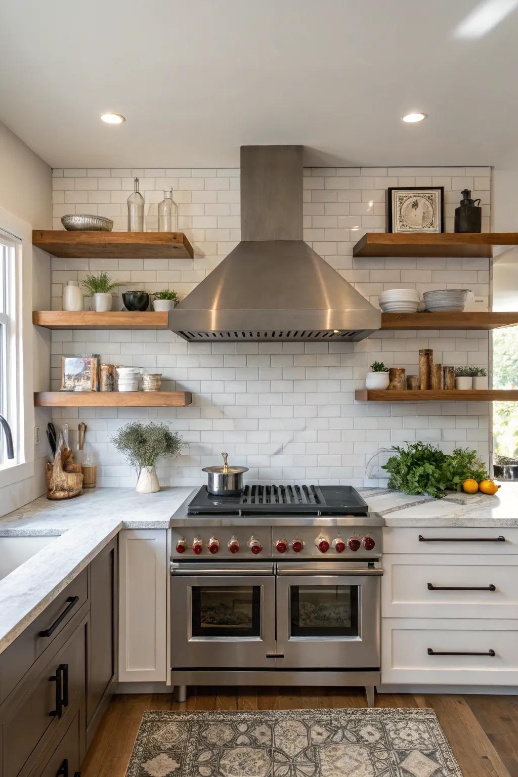 Surrounding shelves highlight the ventilation hood.