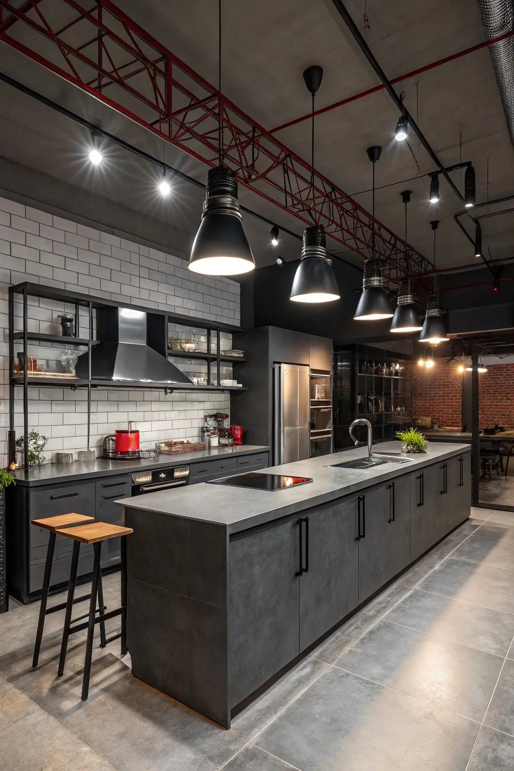 Factory lighting adding an urban edge.