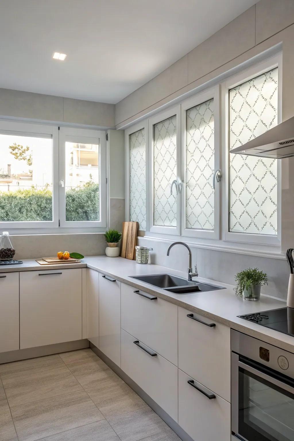 Window films provide privacy while keeping a sleek aesthetic.