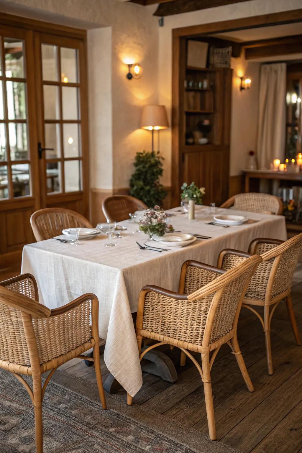 Natural tactility introduces depth and warmth to the dining sector.