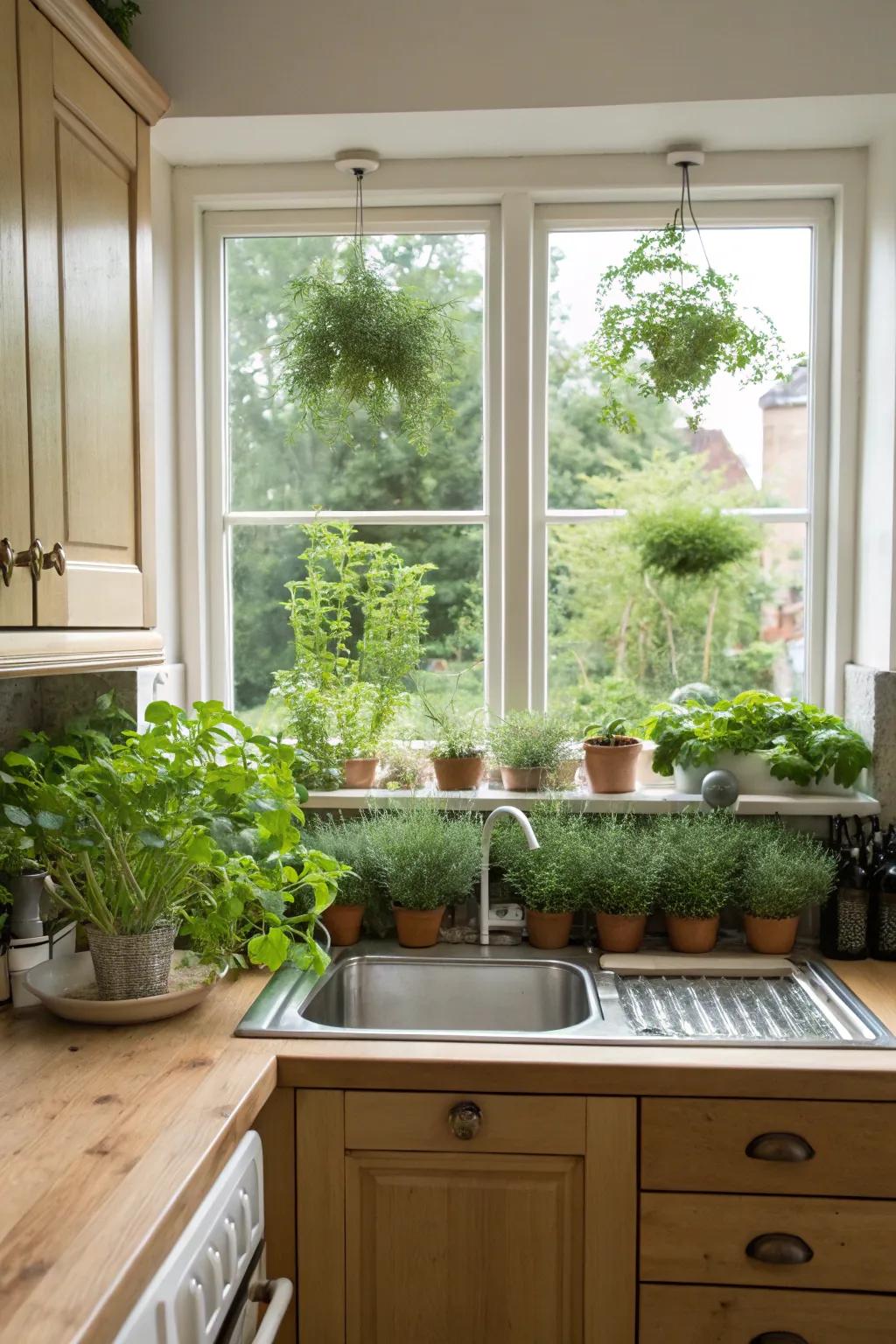 Nature's touch with a kitchen garden window.