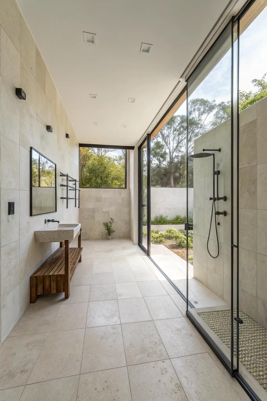 Large spaces make your shower feel more open.