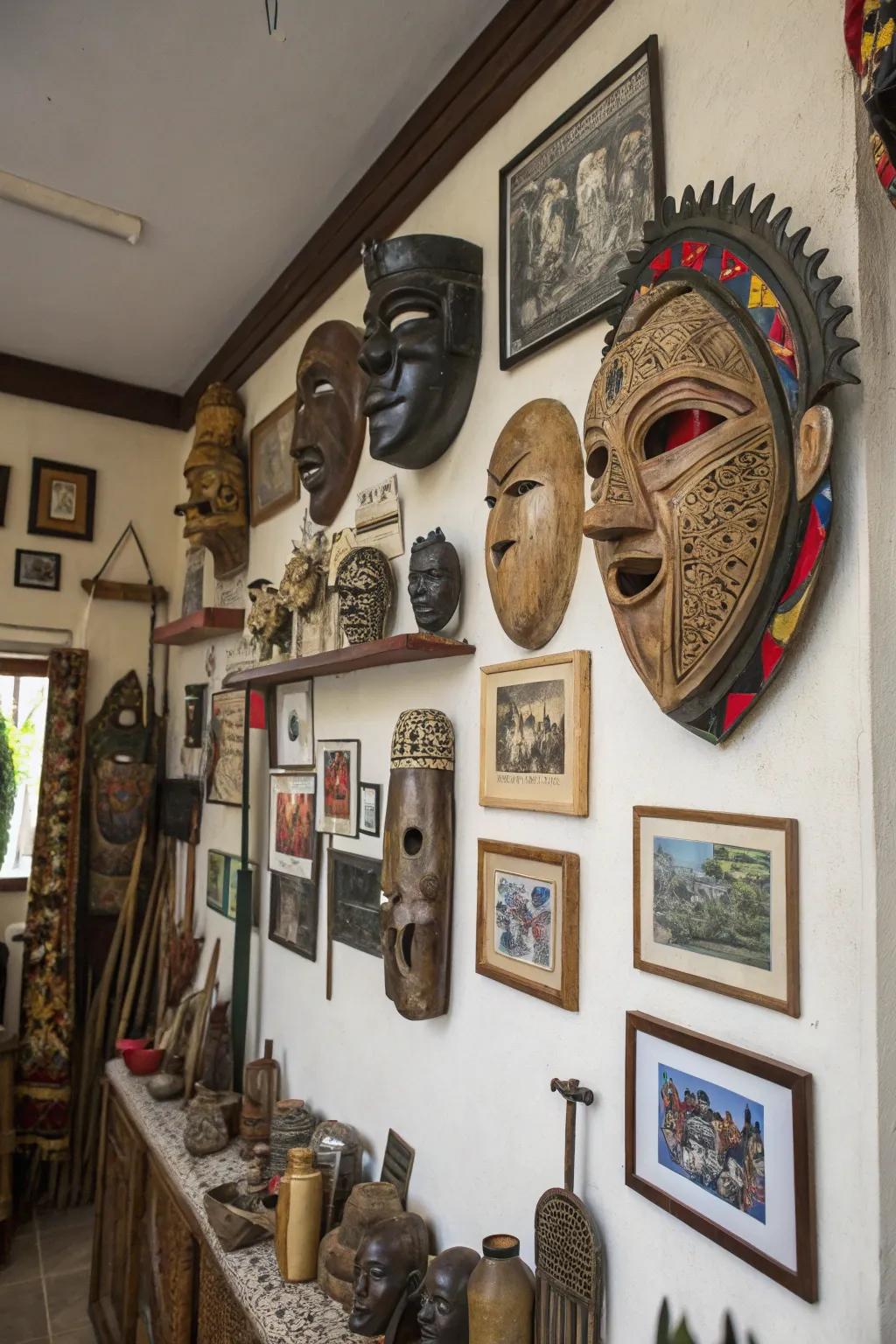 Assorted collections highlight your personal narrative on a large wall.