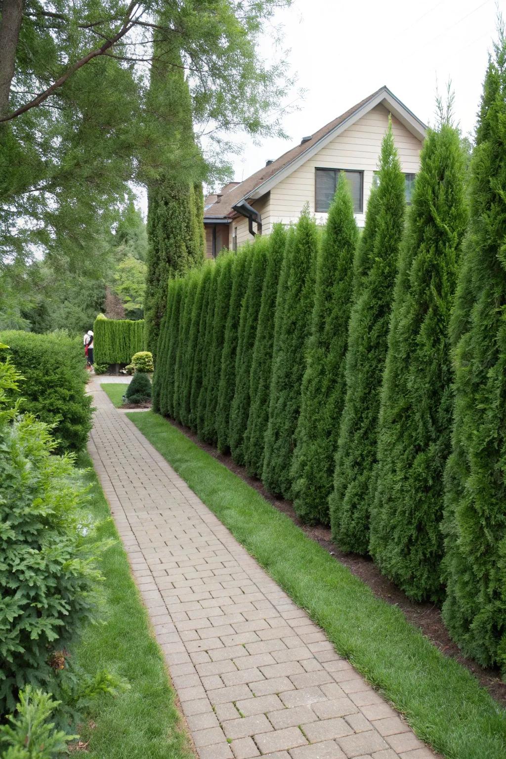 Design a natural border through an Evergreen Sentinel living fence.