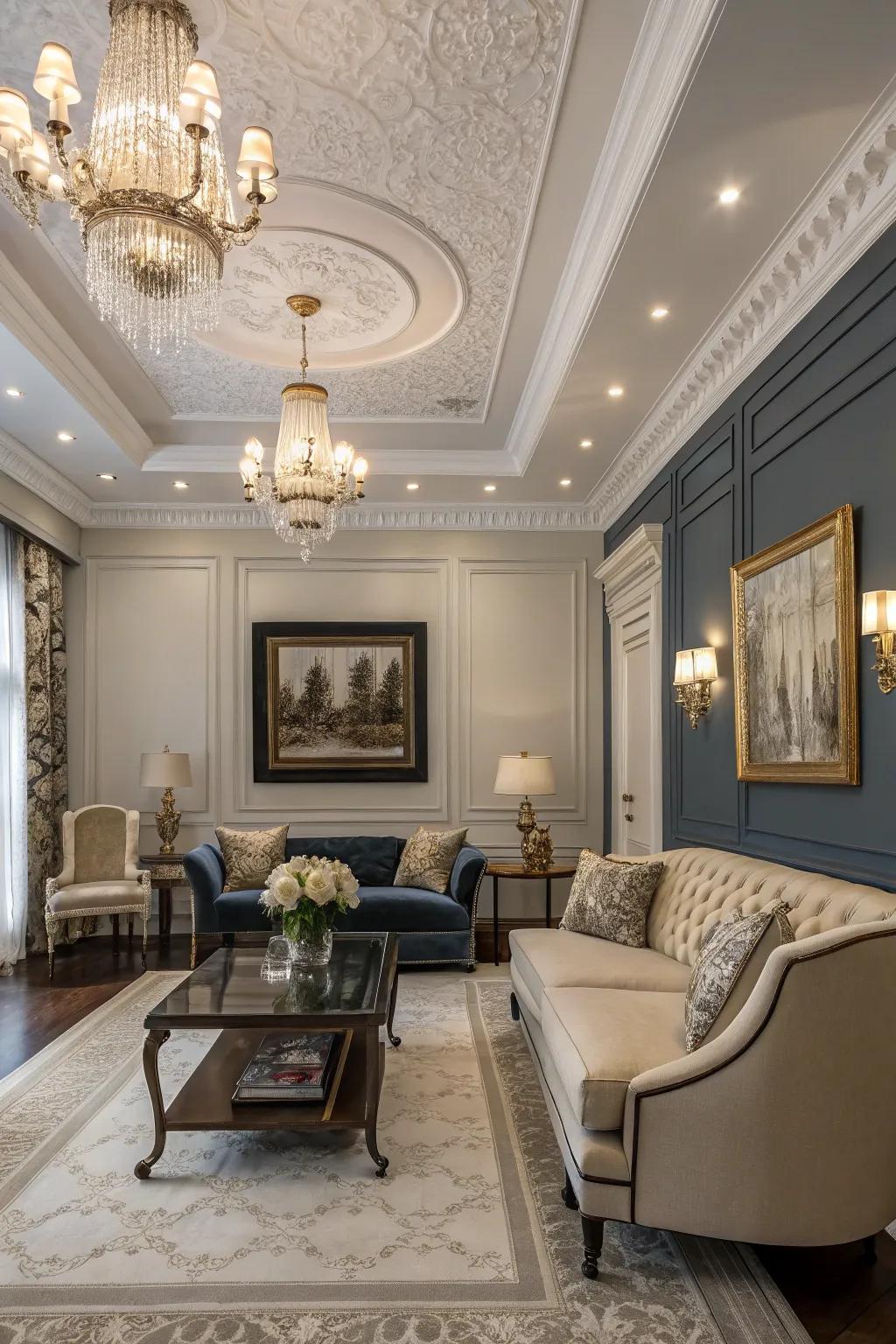 Layered crown molding for added impression.