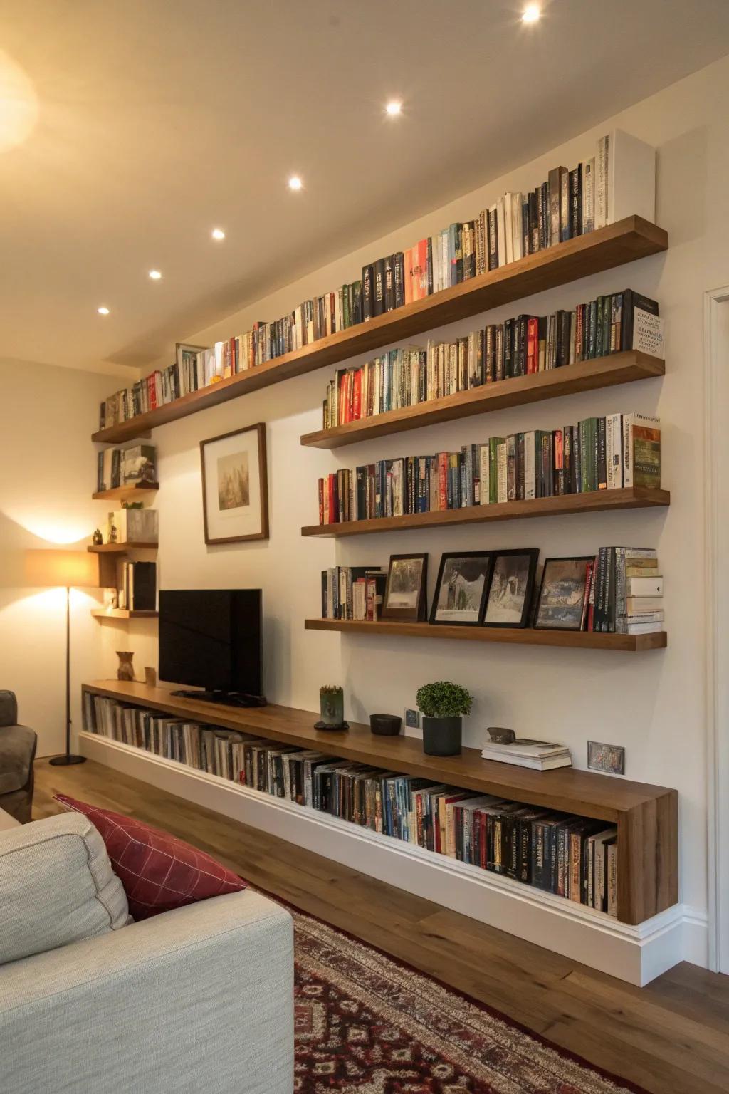 Convert your tomes into an ornamental display on ledges.