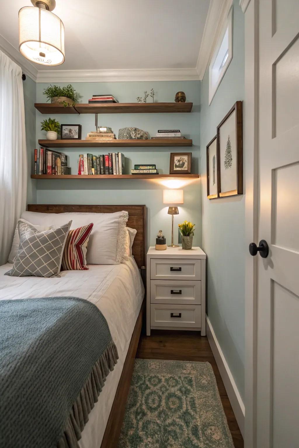 Elevated furniture frees up floor space.