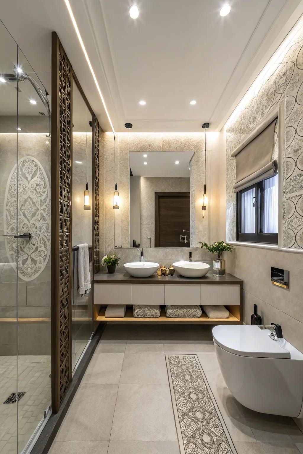 Modern fittings emphasize style and functionality.