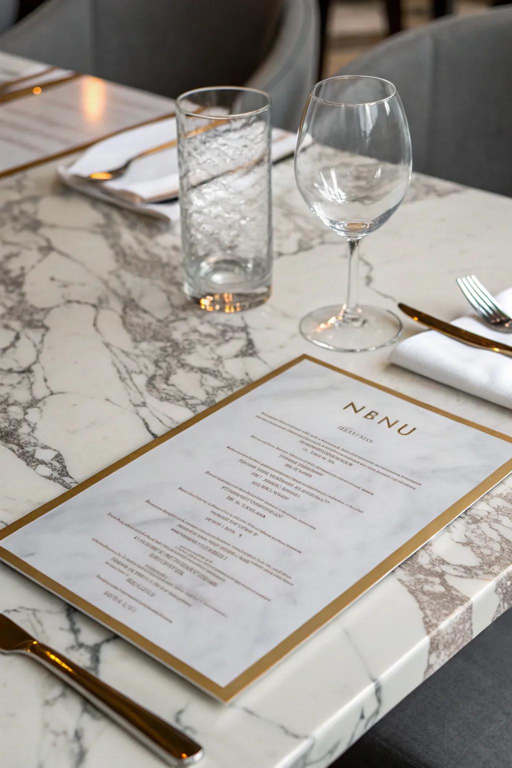 Stone patterns bring a hint of luxury and sophistication to your menu.