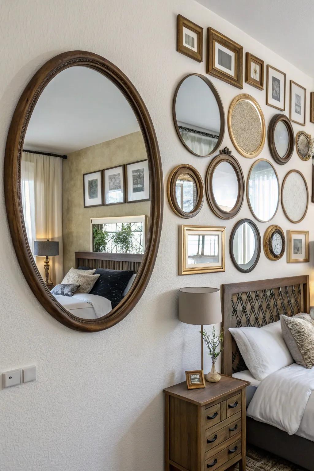 A mirror gallery imparts character and exquisitely reflects light.
