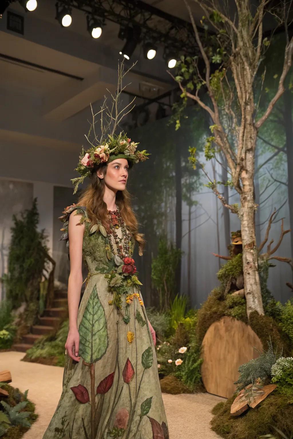 A charming forest sprite look with natural components.