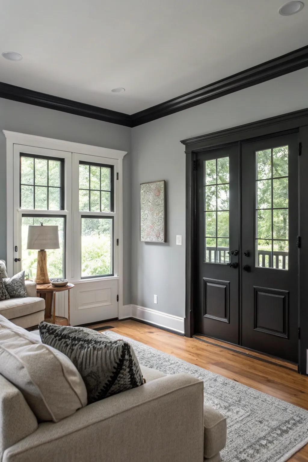 Ash walls with jet detailing add sophistication and emphasize architectural features.