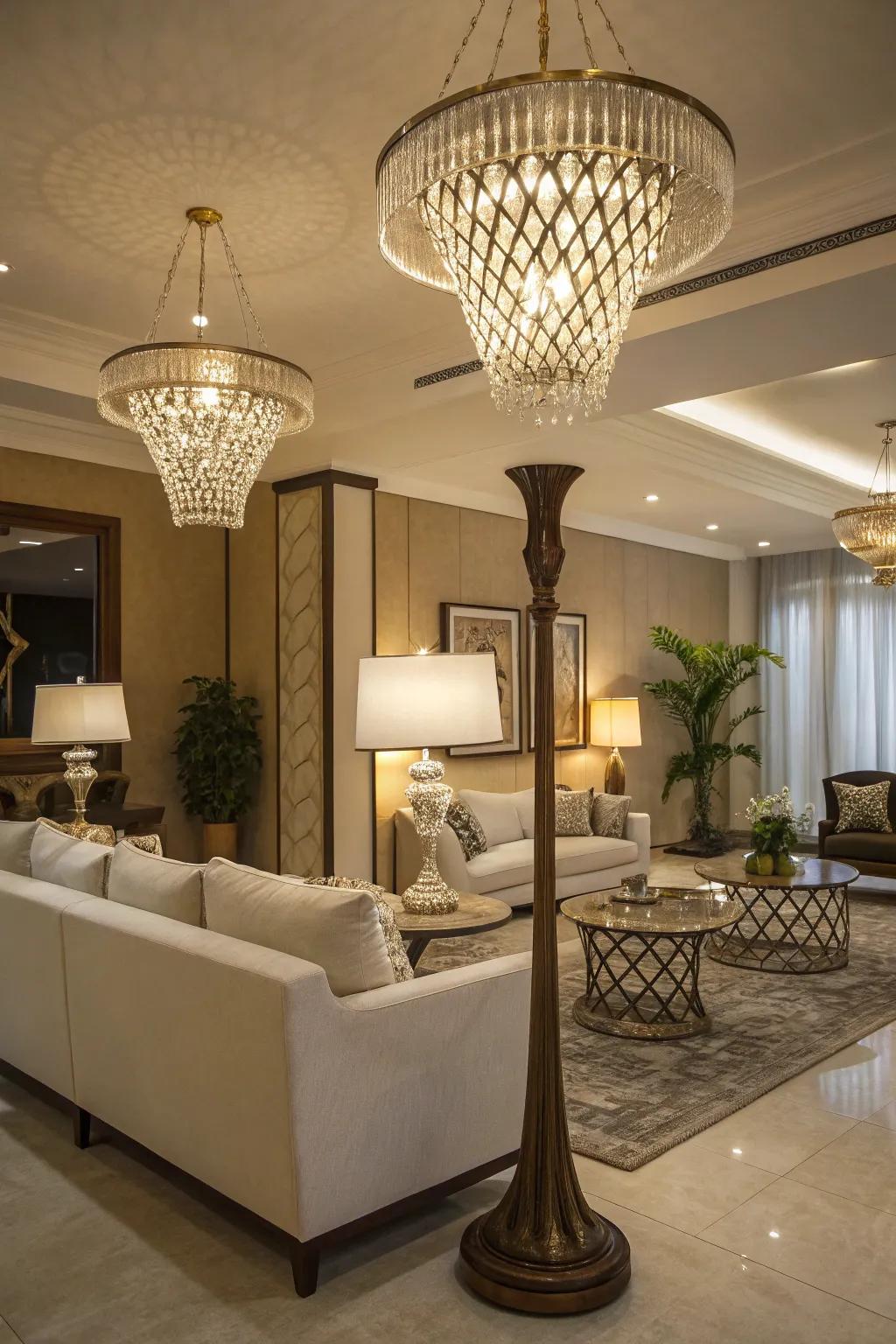 Stylish decorative illumination that enhances the elegance of a modern family room.