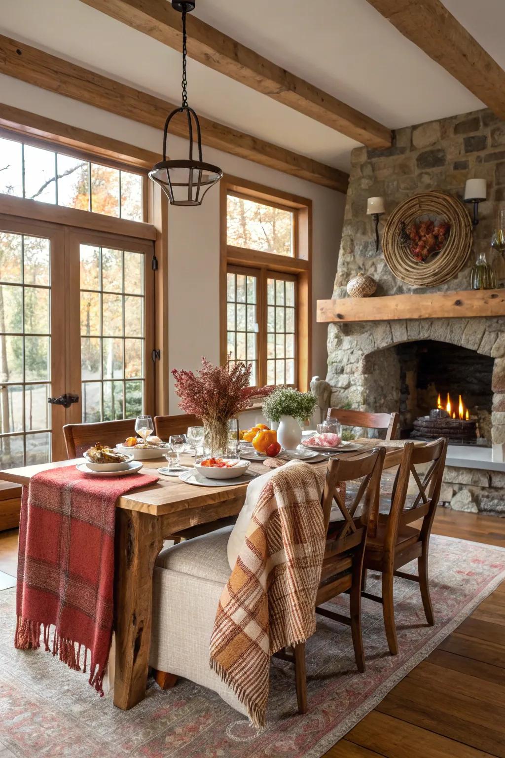 Comfort and style meet in a comfortable country dining room.