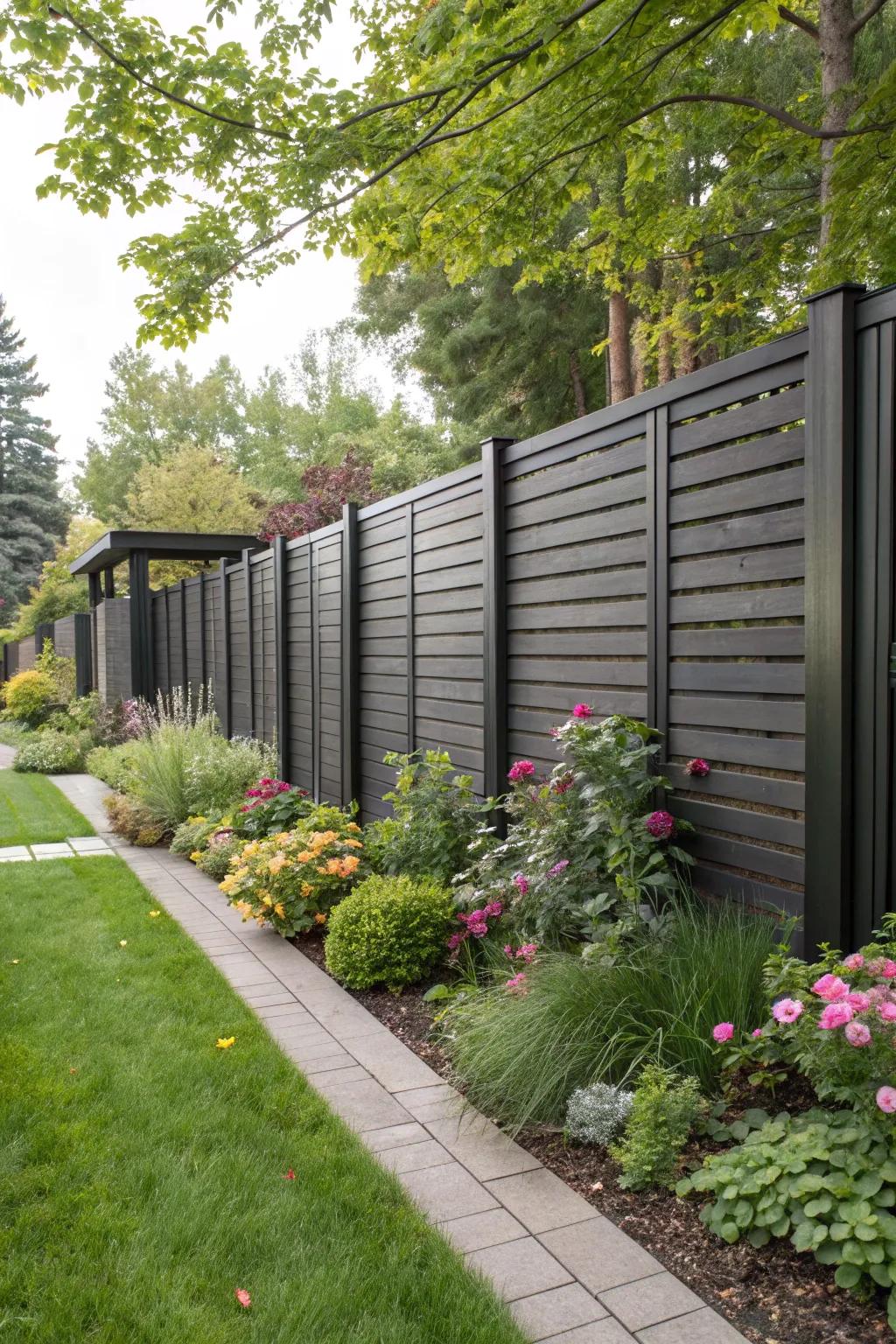 A tall, fashionable fence delivers privacy while preserving visual appeal.