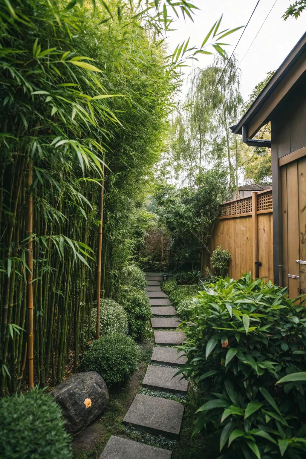 Tall plants offer privacy and lushness.