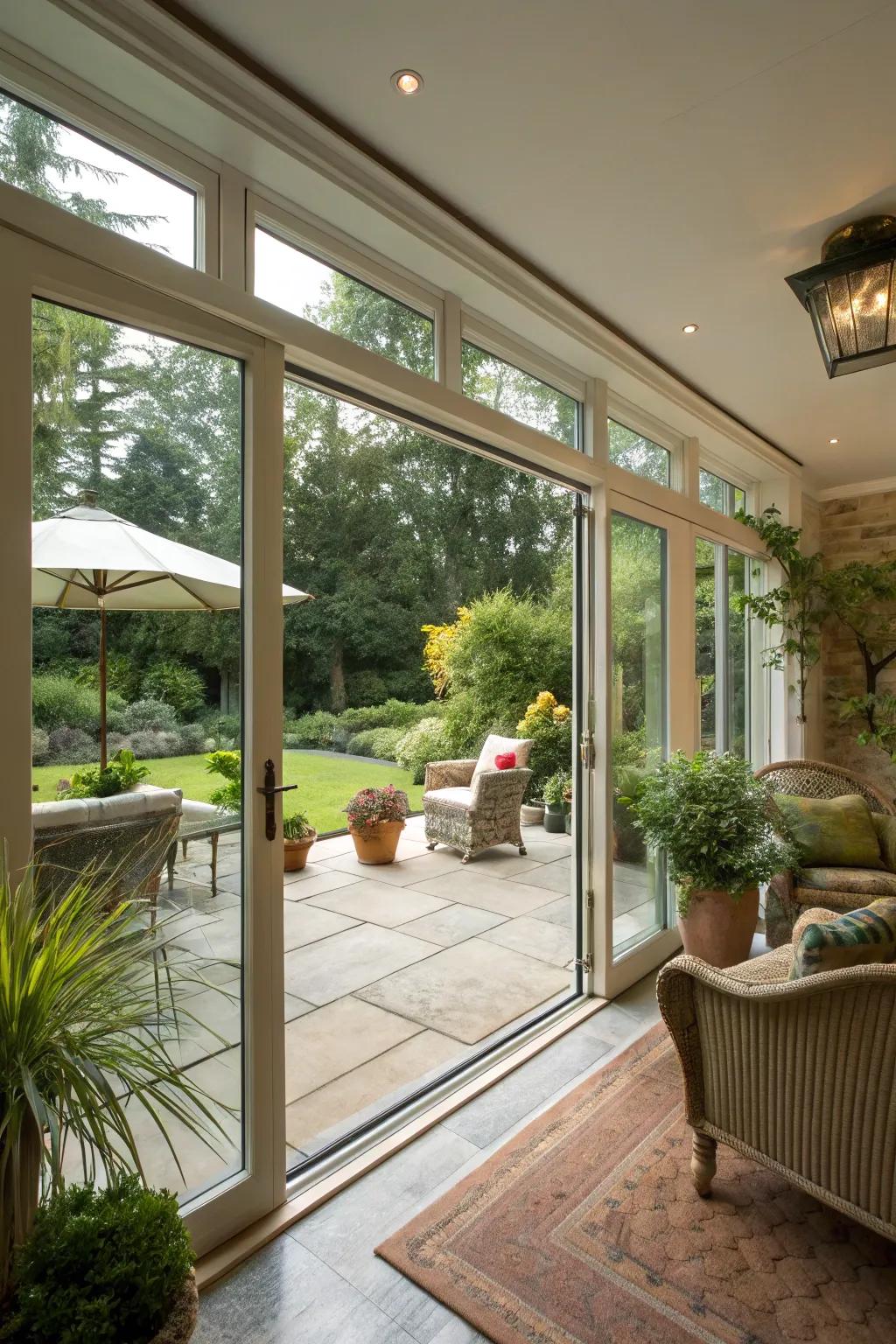 An effortless blend of indoor and outdoor spaces in this sunroom.