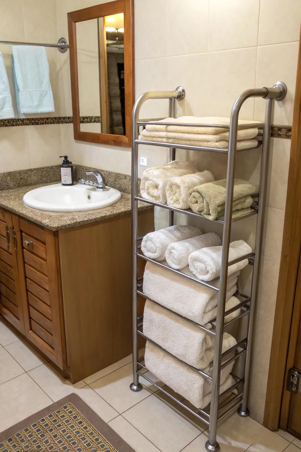 Maximize area through a nook towel frame.