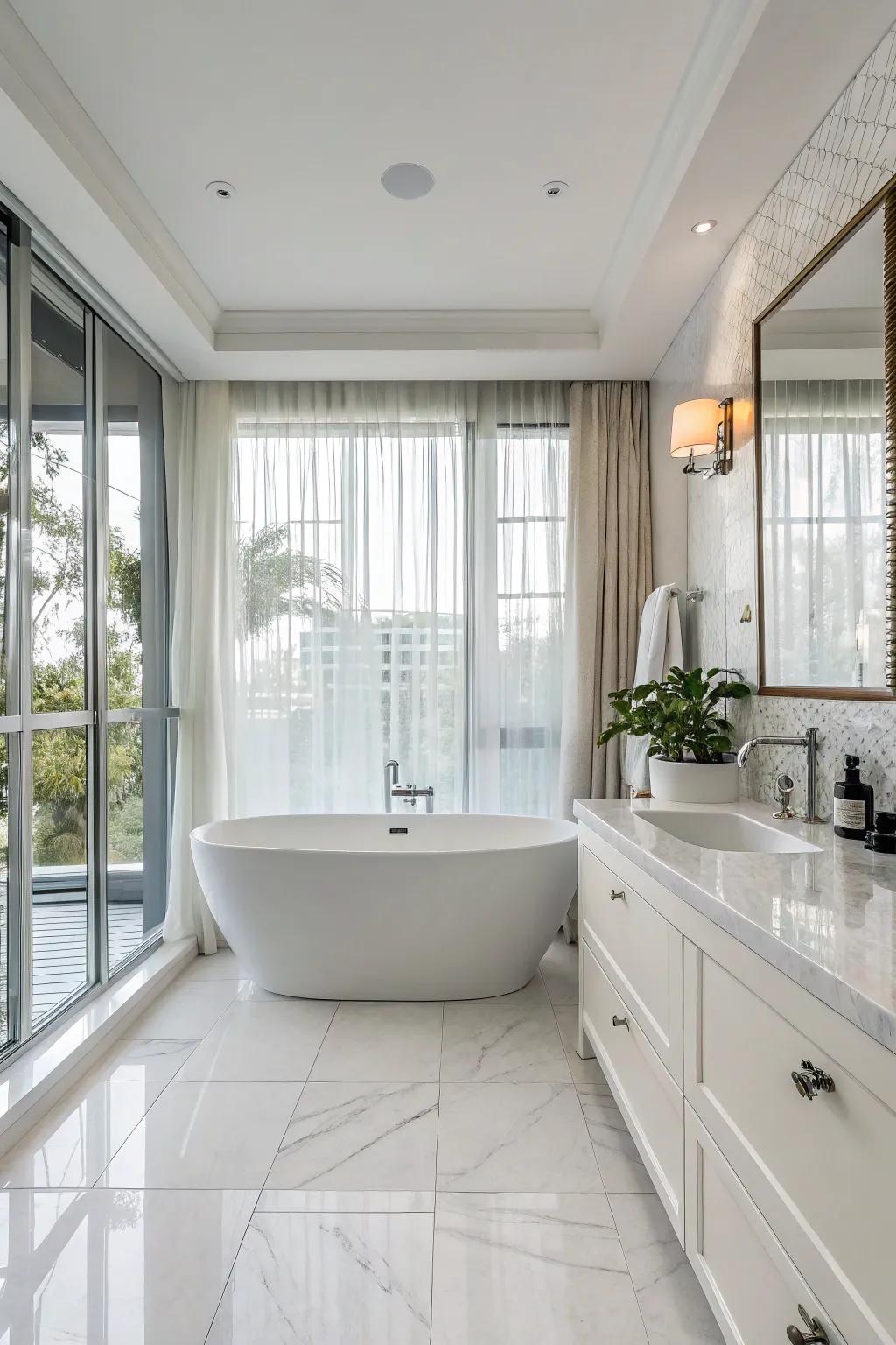 Separate tubs deliver a spa-like experience.