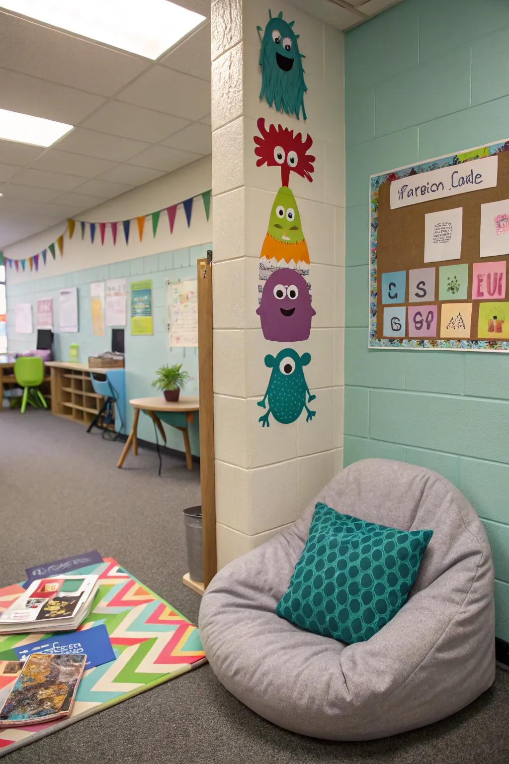 A color monster calm corner supporting emotional awareness.