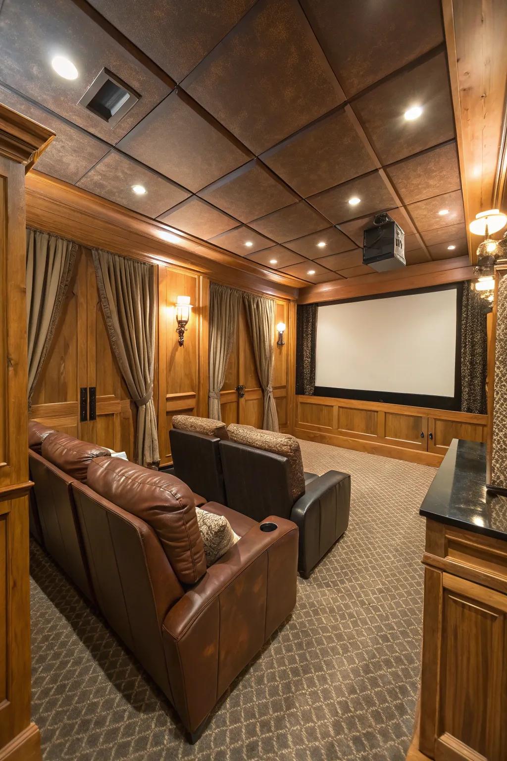 Mixed materials throw in depth and texture to narrow spaces.