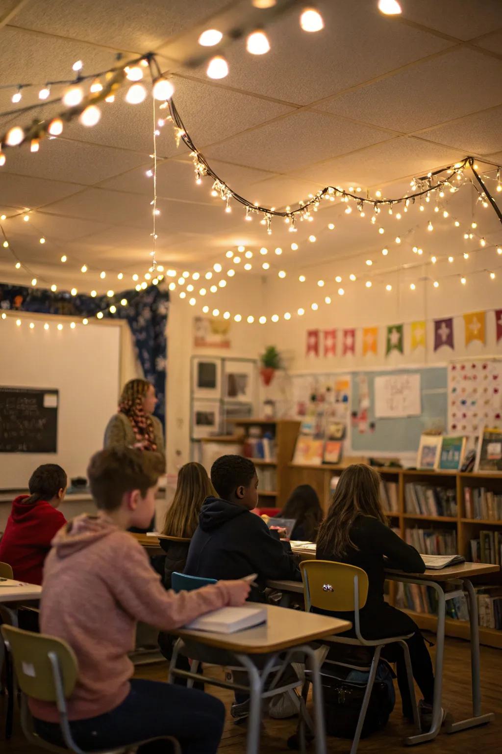 Subtle illumination cultivates a warm and welcoming scholastic sector.