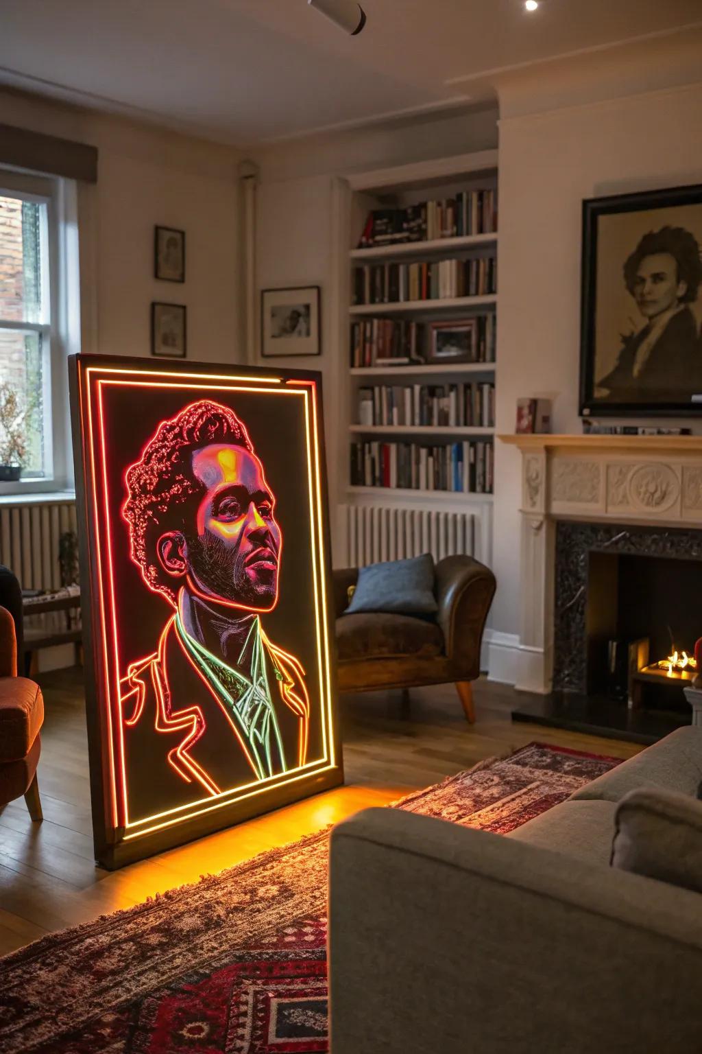 Personalize your space with neon portraits.