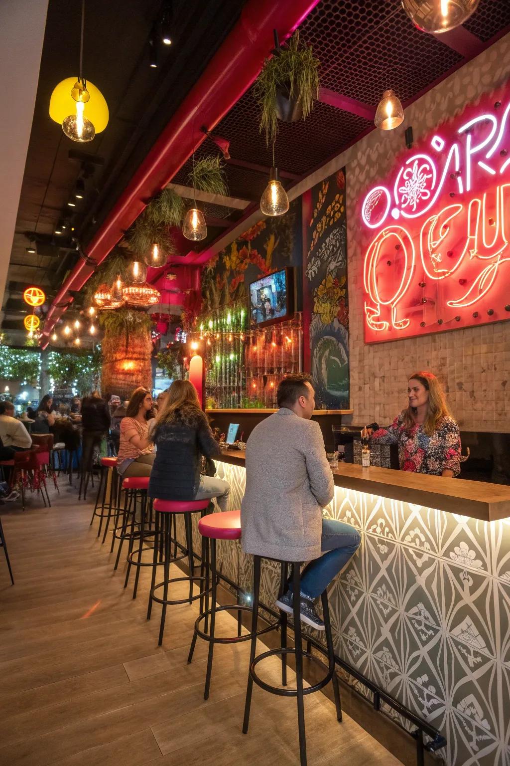 Enliven communal spaces with a spirited neon design.
