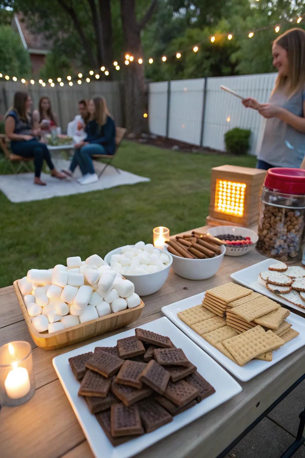 A s'mores station invites sweet moments at your party.