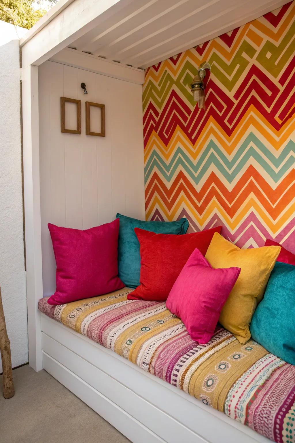 A lively nook featuring bold colors that make a statement.